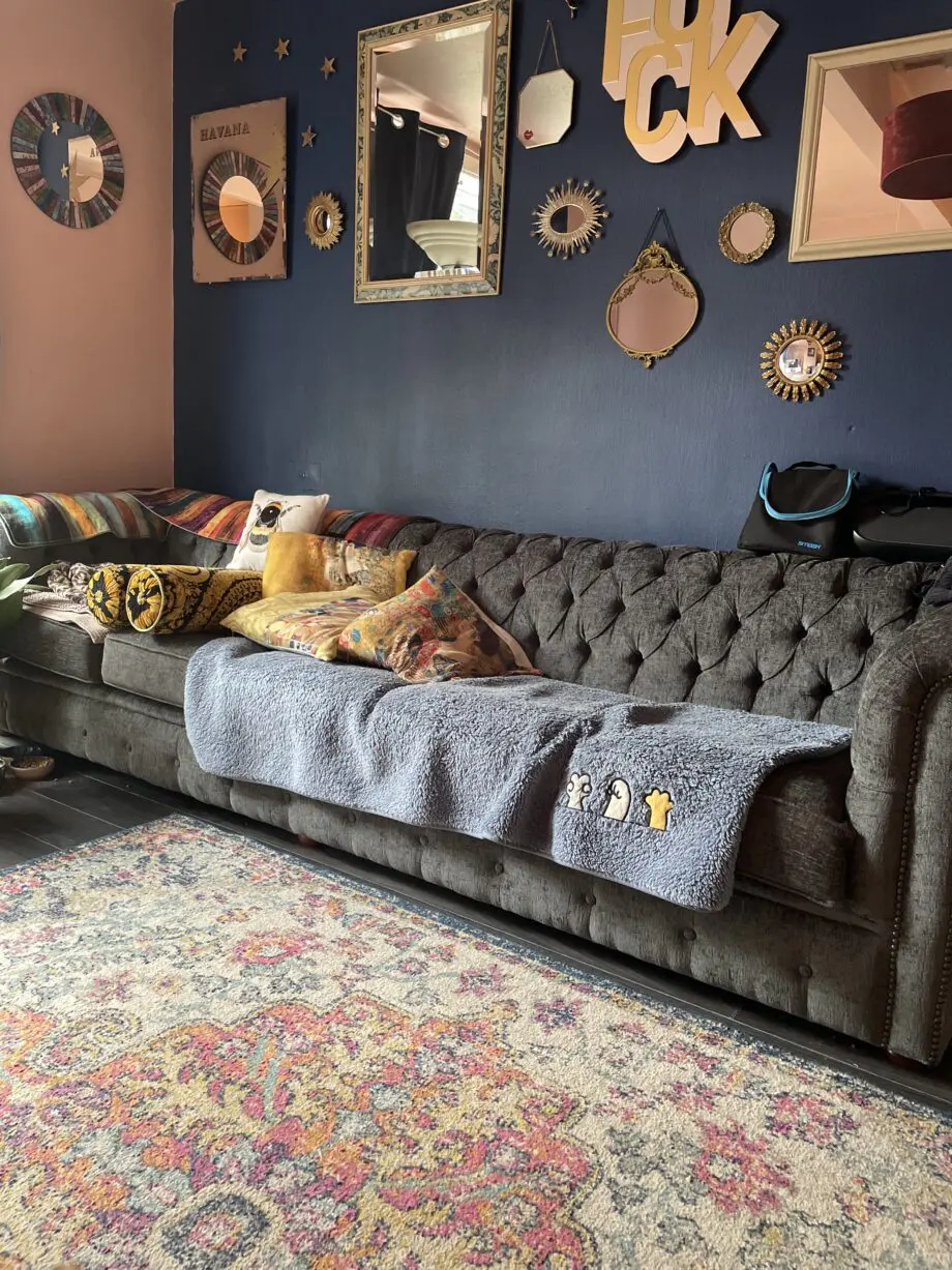 Silver/Blue 5 setter sofa