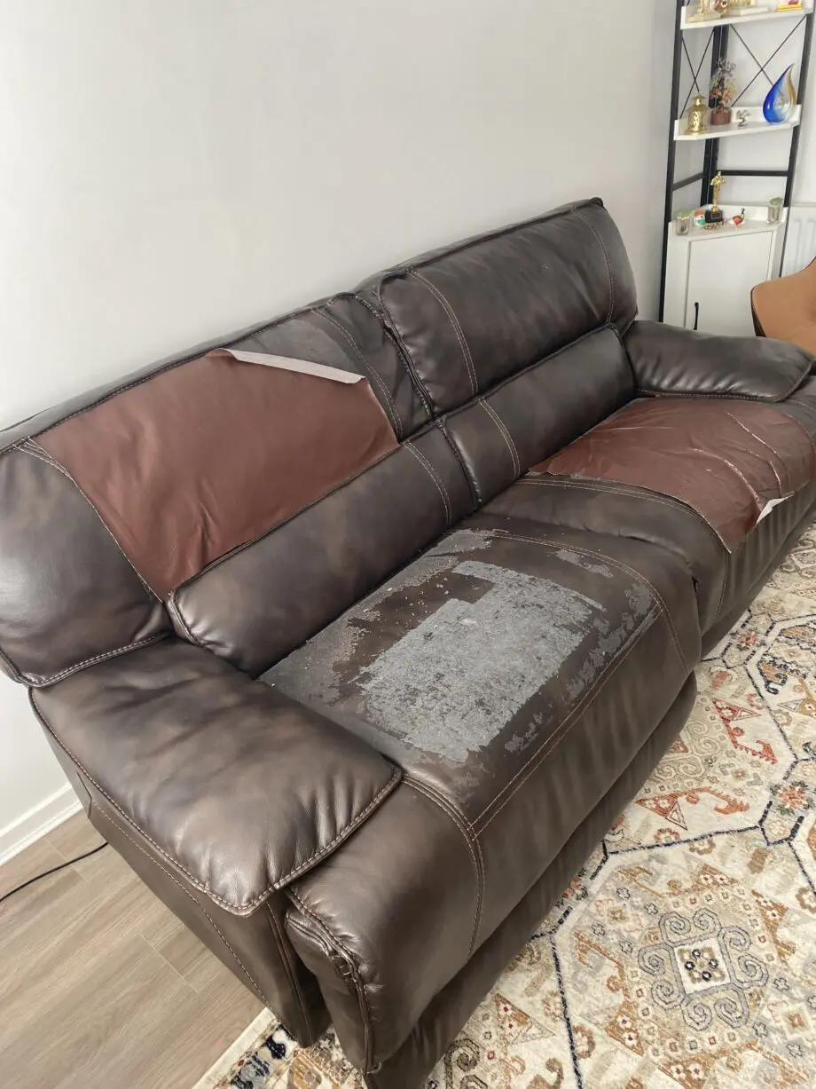 Brown 3 seater electric recliner sofa