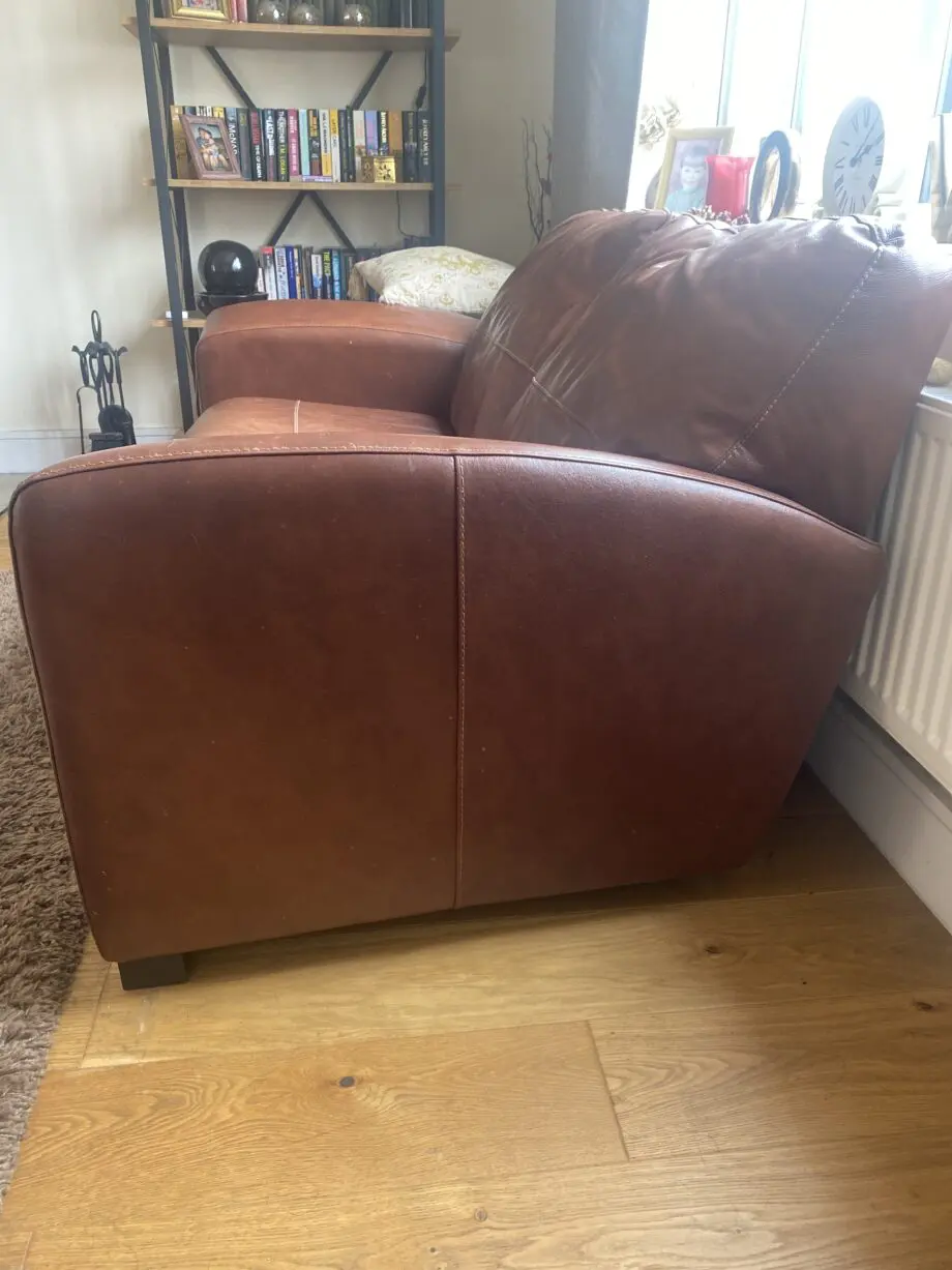 Tan leather sofa