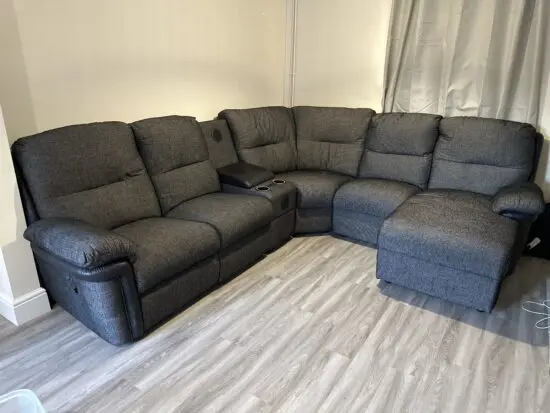 SCS LAZY BOY CORNER SOFA WITH RECLINER CHARCOAL