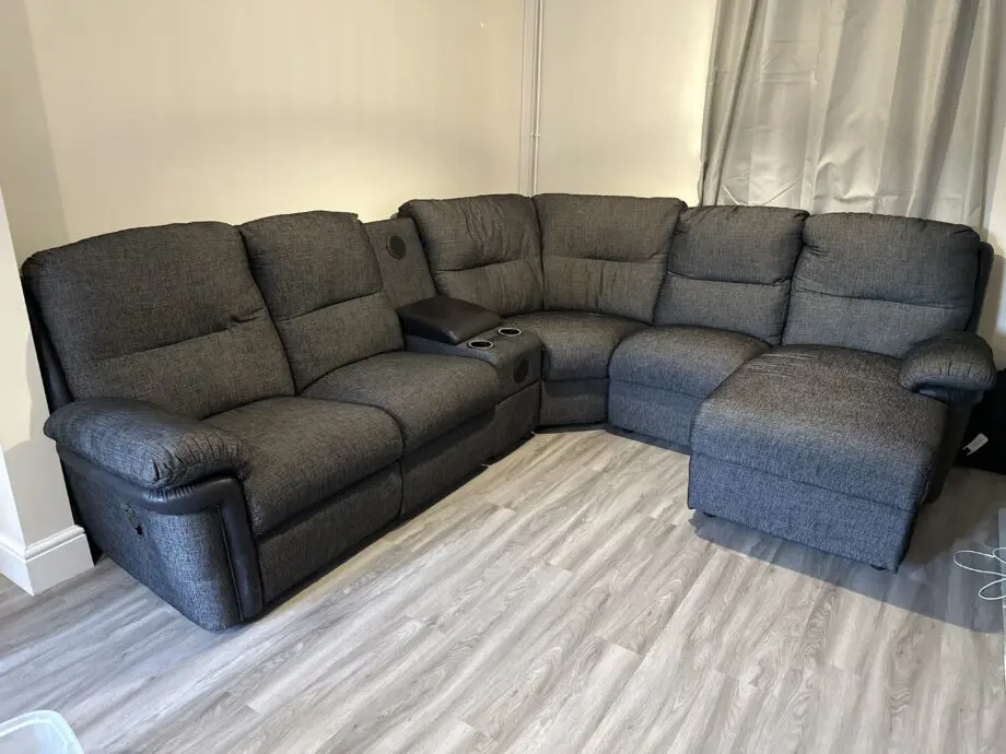 SCS LAZY BOY CORNER SOFA WITH RECLINER CHARCOAL