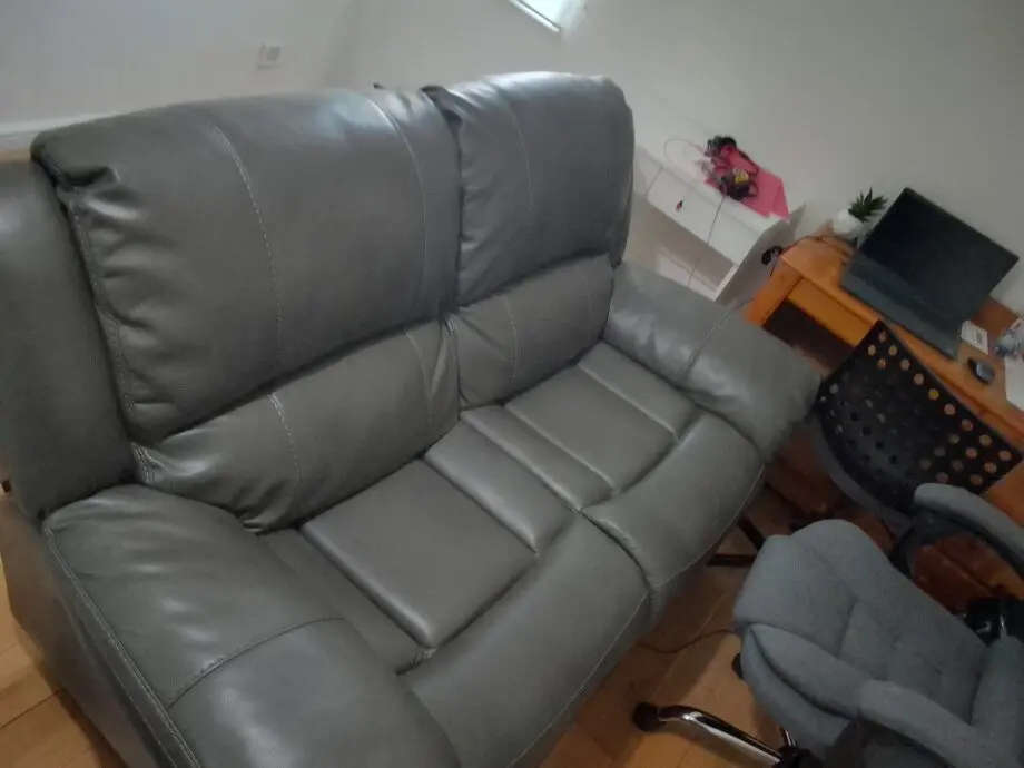 Dark grey leather 2 seater recliner sofar