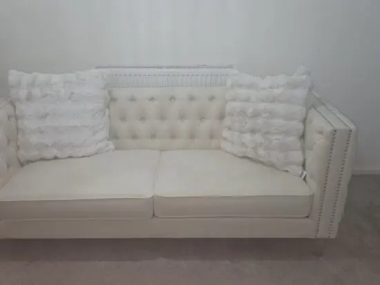 Albion 3+2 Seater Chesterfield Sofa, Ivory Premium Fabric