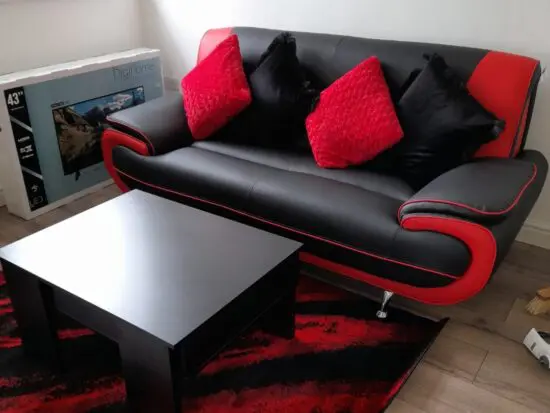 Palermo Napoli red and black faux leather sofa