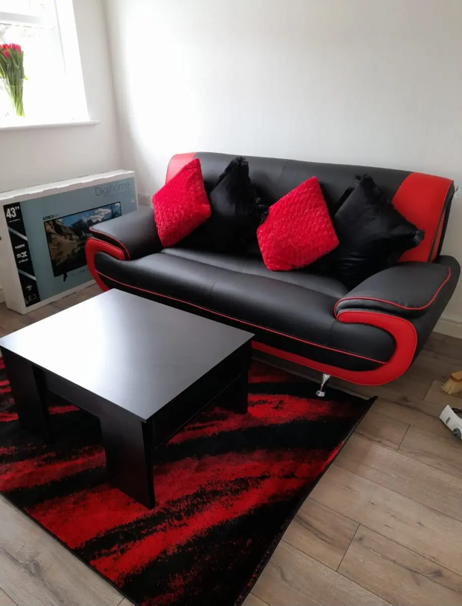 Palermo Napoli red and black faux leather sofa