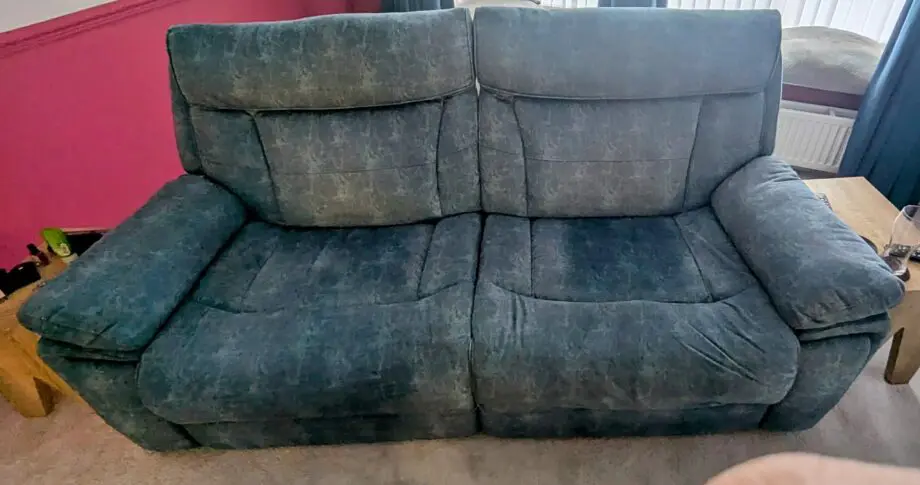 SCS Manual recliner 3 seater sofa and armchair in Teal Blue