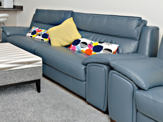 DFS PREMIUM DEMIN BLUE 3 SEATER RECLINER SOFA