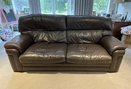 Brown leather 3 seater sofas x 2