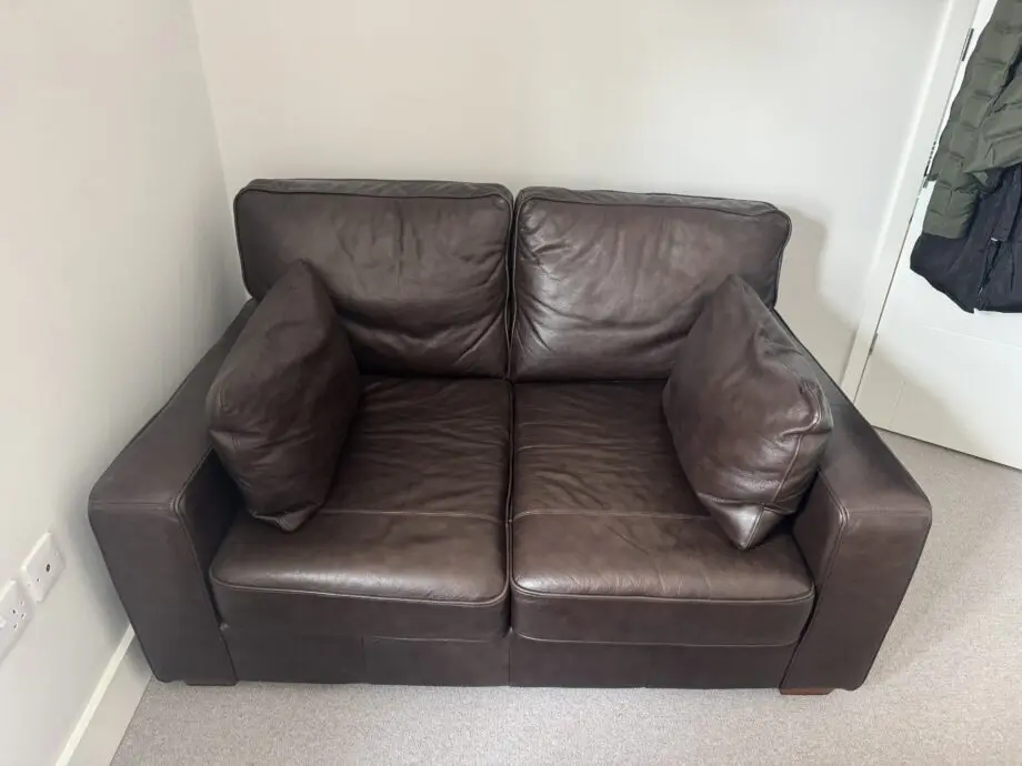 Next Brown Leather Two-Seater Sofa