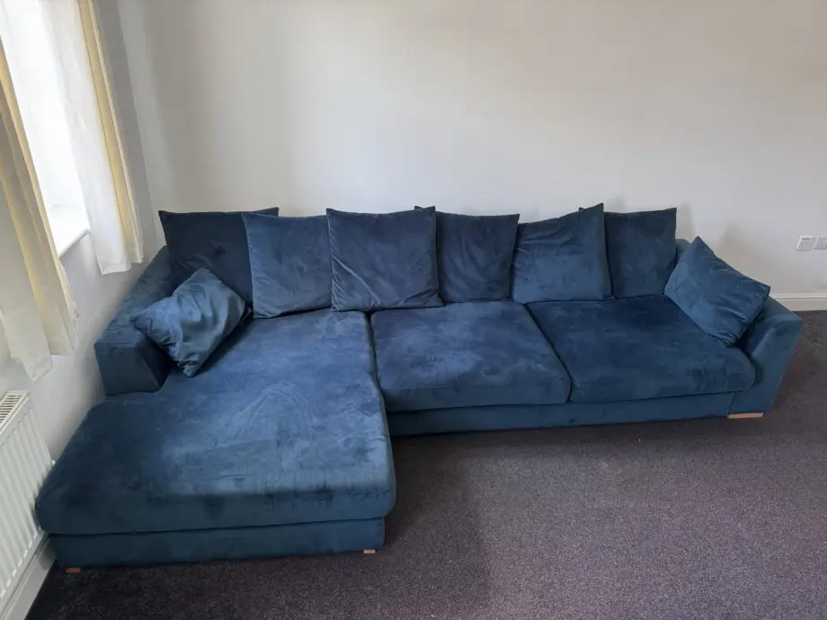 DFS Plush Blue Corner Sofa