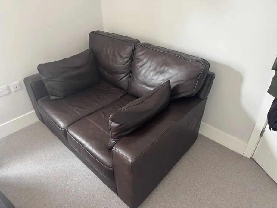 Next Brown Leather Two-Seater Sofa