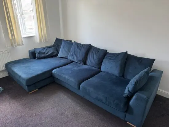 DFS Plush Blue Corner Sofa