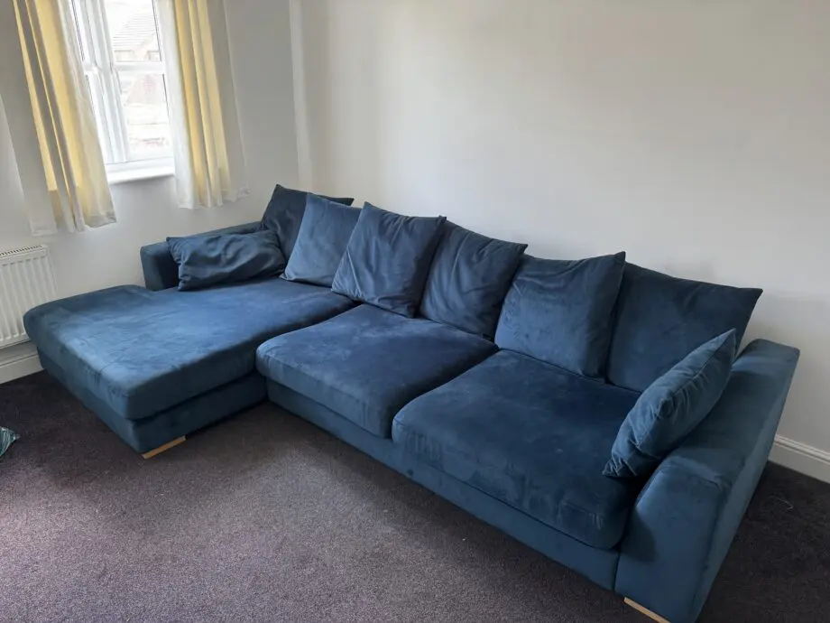 DFS Plush Blue Corner Sofa