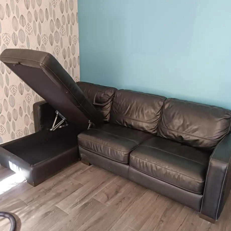Furniture Village black, corner, leather sofa bed