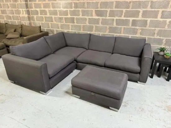 New Stock! *HIGH STREET BRAND* Sofology Grey Corner Sofa with Matching Footstool