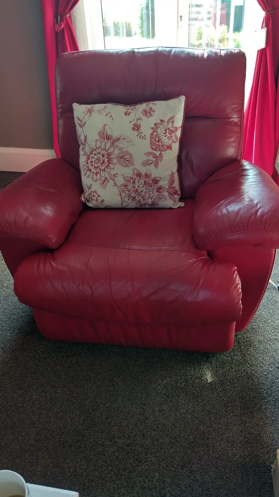 DFS red leather recliner and 2 recliner chairs