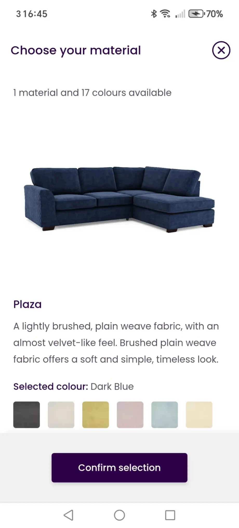 DFS Blue Orka corner sofa