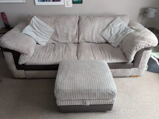 3 seater sofa bed and storage foot stool
