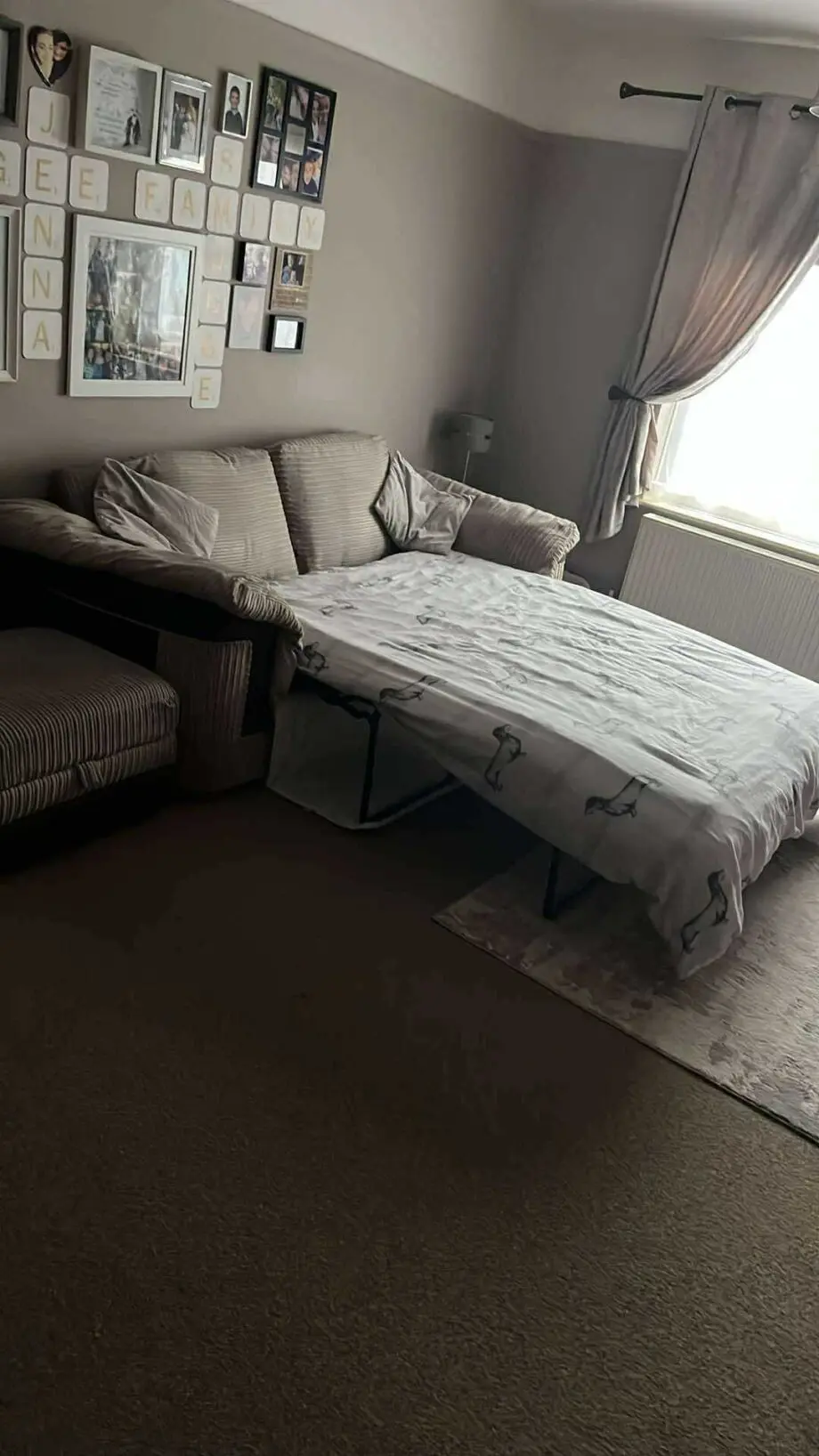 3 seater sofa bed and storage foot stool