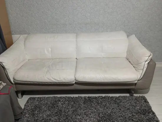 DFS white grey leather sofa