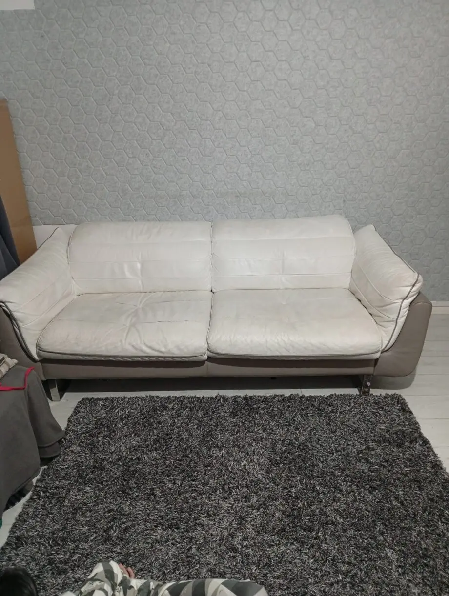 DFS white grey leather sofa