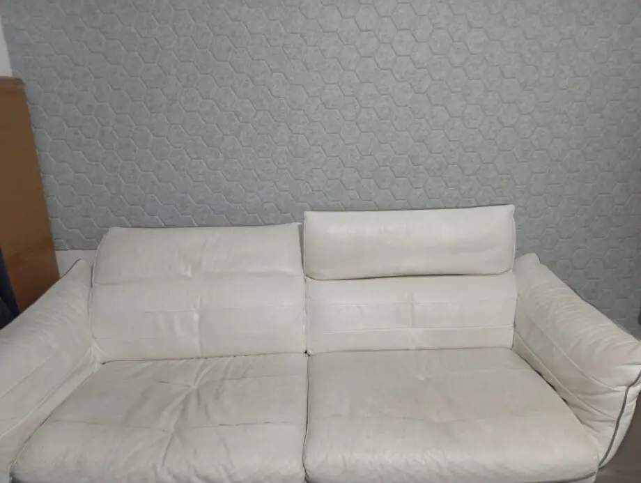 DFS white grey leather sofa