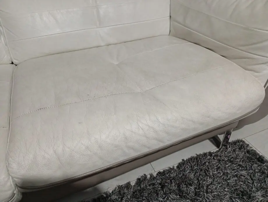 DFS white grey leather sofa