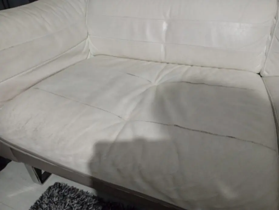DFS white grey leather sofa