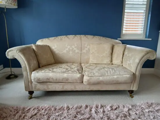 Bespoke pale gold/ cream 3 seater sofa