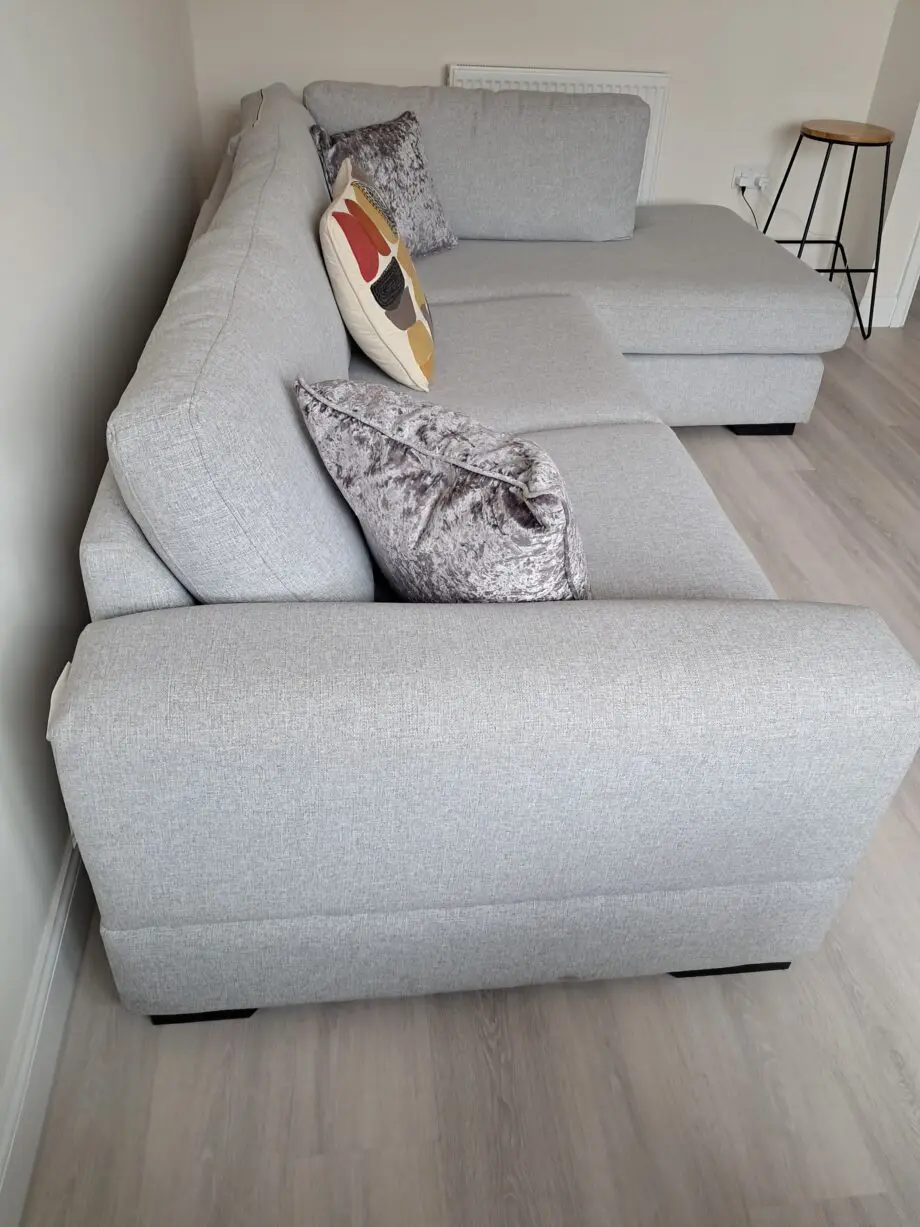Next large light grey l shaped sofa