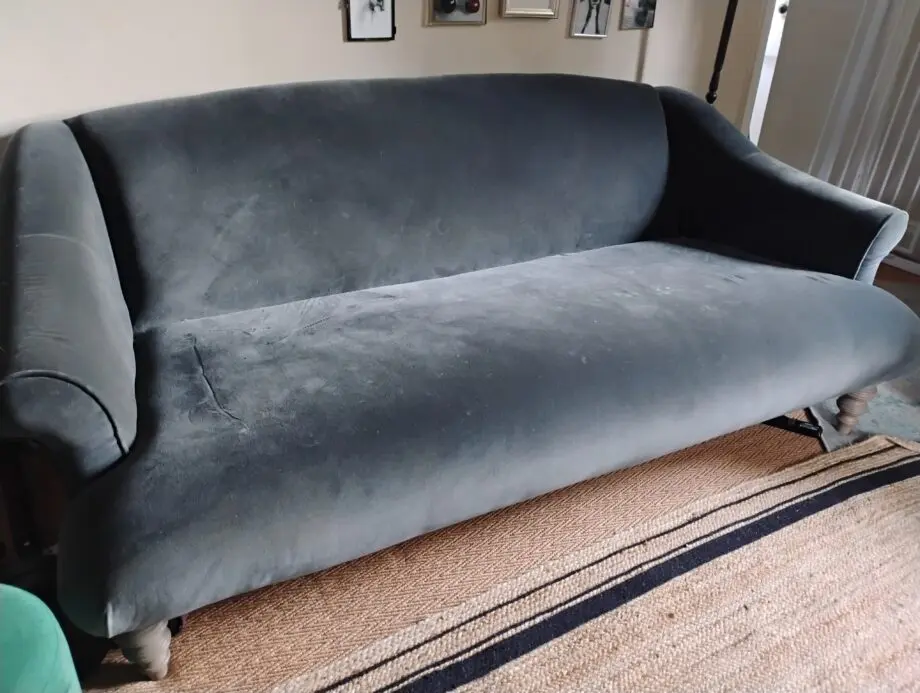 Grey velvet 3 seater sofa