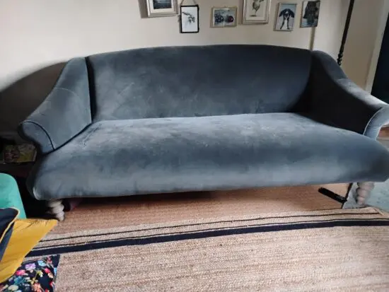 Grey velvet 3 seater sofa