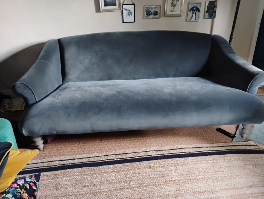 Grey velvet 3 seater sofa