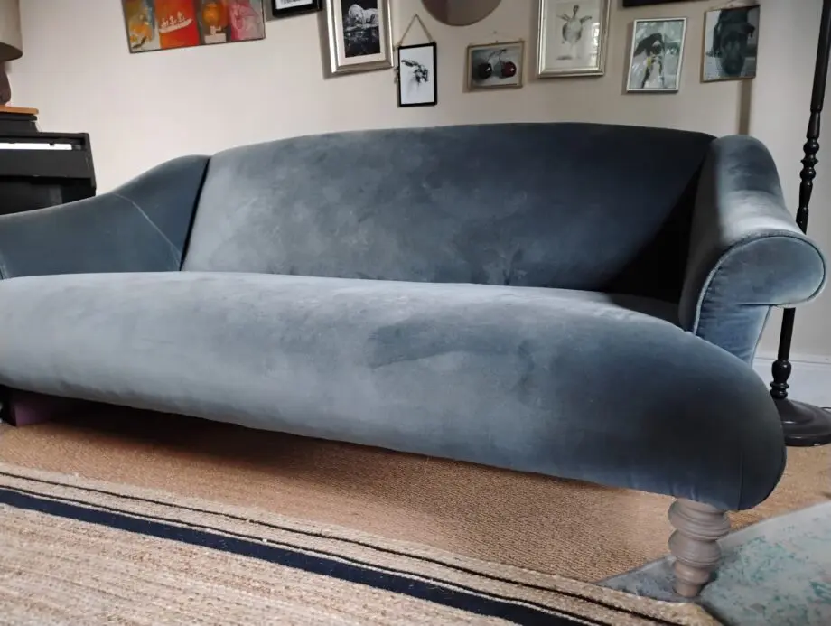 Grey velvet 3 seater sofa