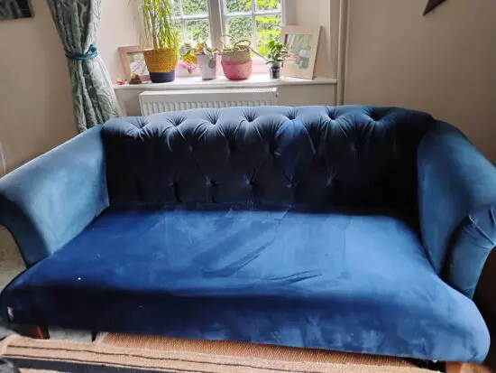 Navy velvet chesterfield 3 seater sofa
