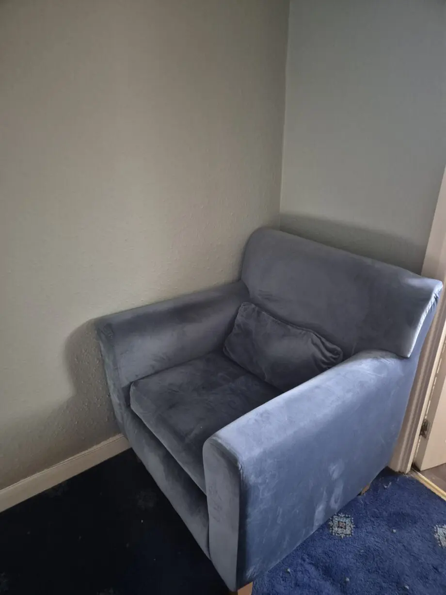 Oak furniture land Blue 3 seater and 2 chairs