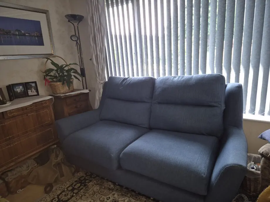 Oak furniture land Blue 3 seater and 2 chairs