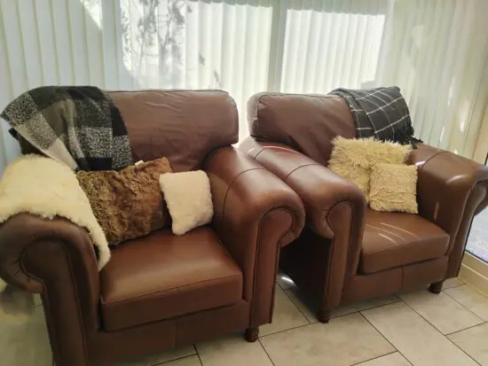 Brown Leather Armchairs (Pair)