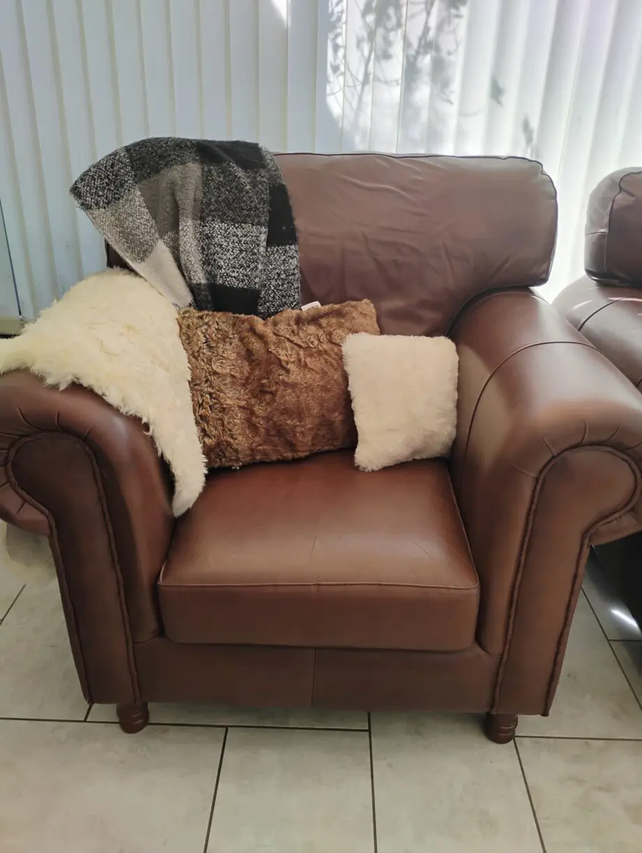 Brown Leather Armchairs (Pair)