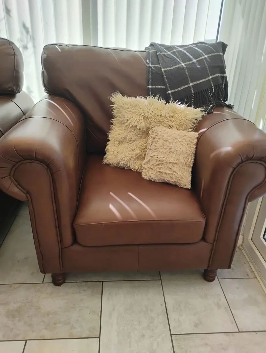 Brown Leather Armchairs (Pair)