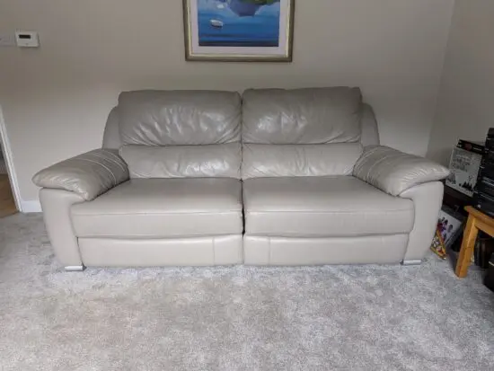DFS 3 + 2 seater Grey Leather Reclining Sofa Set