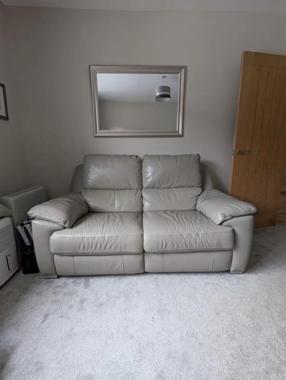 DFS 3 + 2 seater Grey Leather Reclining Sofa Set