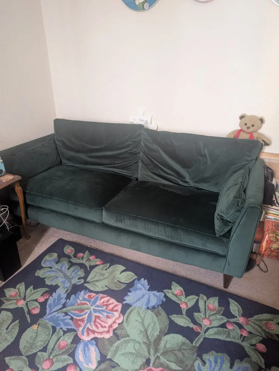 Argos Green Velvet 3 seater sofa