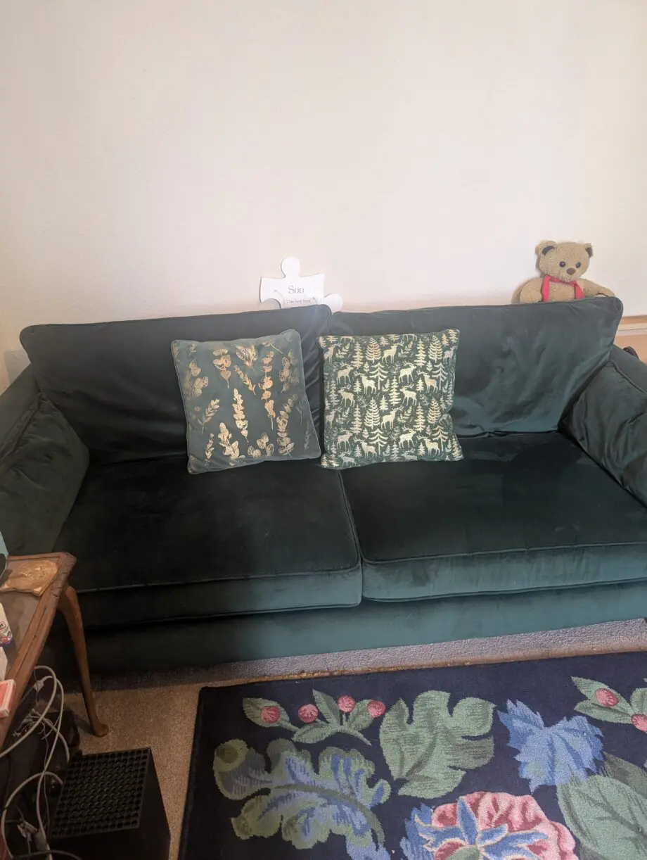 Argos Green Velvet 3 seater sofa