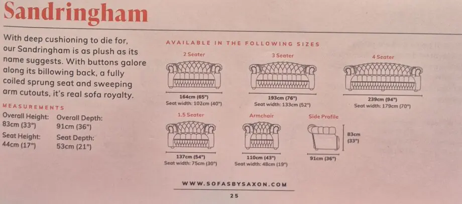 2 and 3 seater 'Sandringham' sofas from Sofas By Saxon