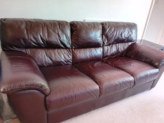 Furniture Village brown leather 3 seater sofa