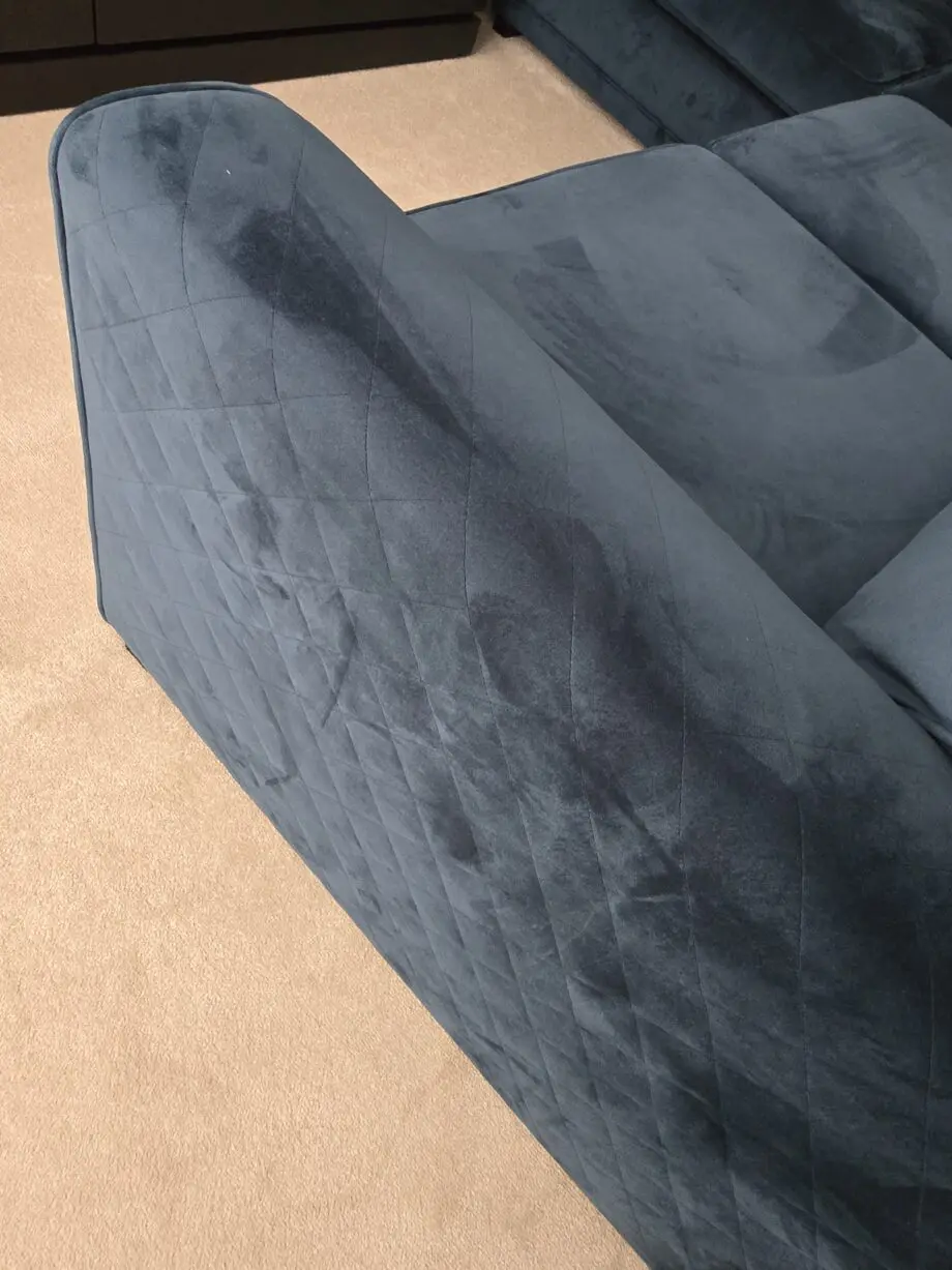 DFS Orca Corner Sofa blue velvet