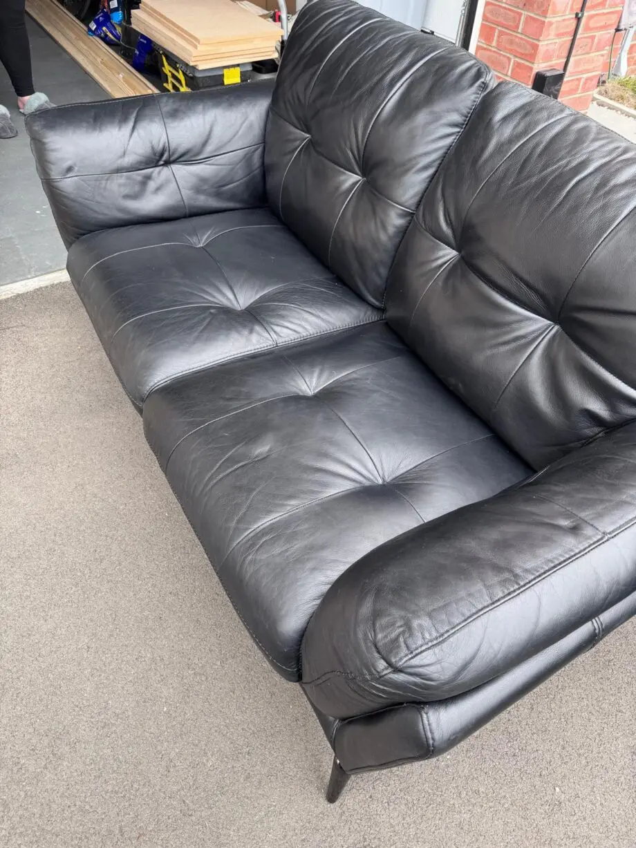 2 x DFS Harlan Black Leather 3 seater sofas