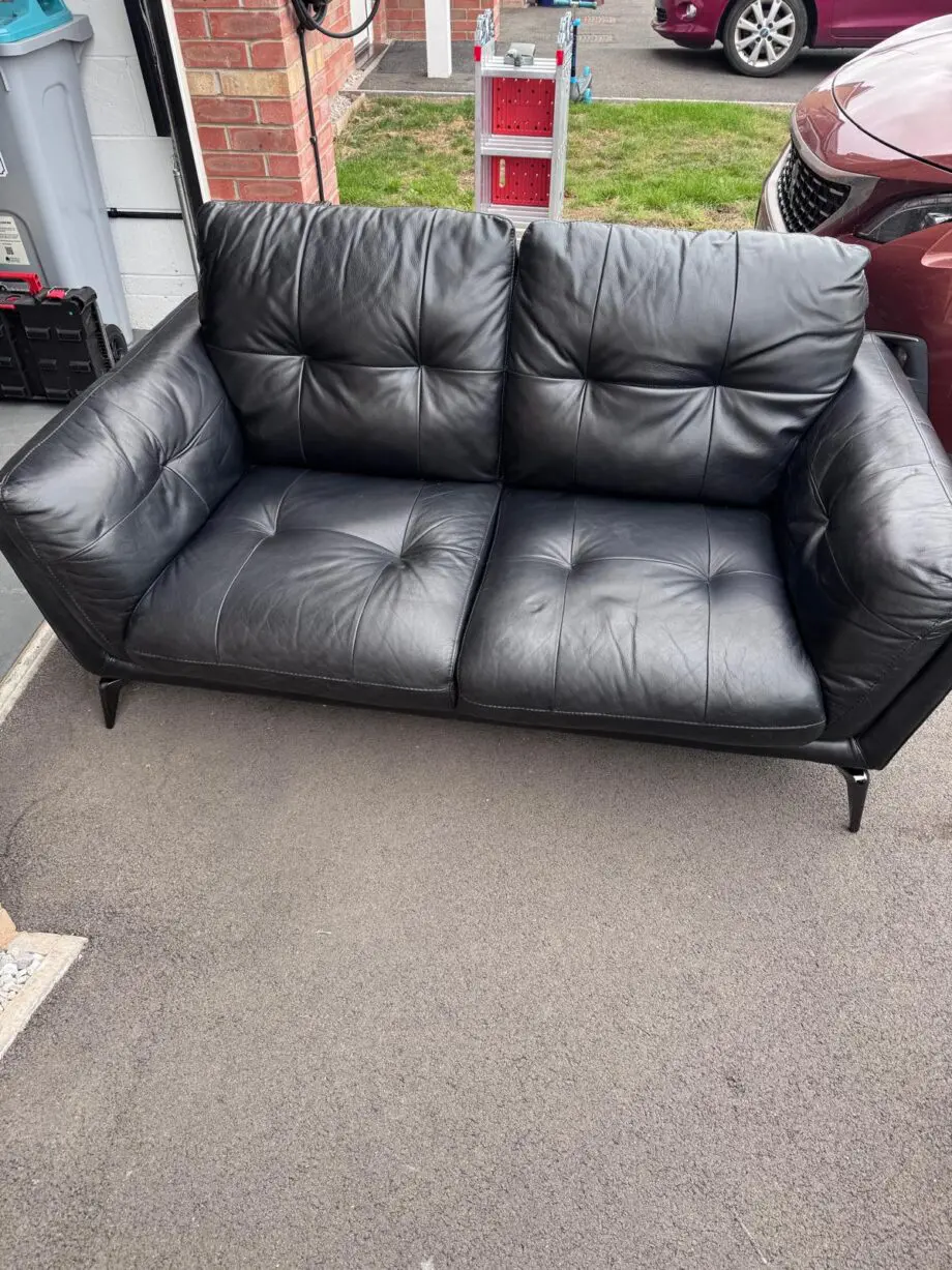 2 x DFS Harlan Black Leather 3 seater sofas