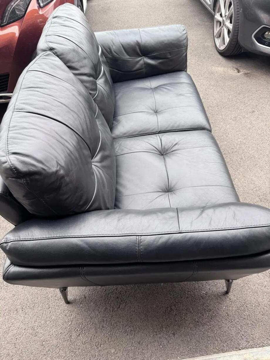 2 x DFS Harlan Black Leather 3 seater sofas